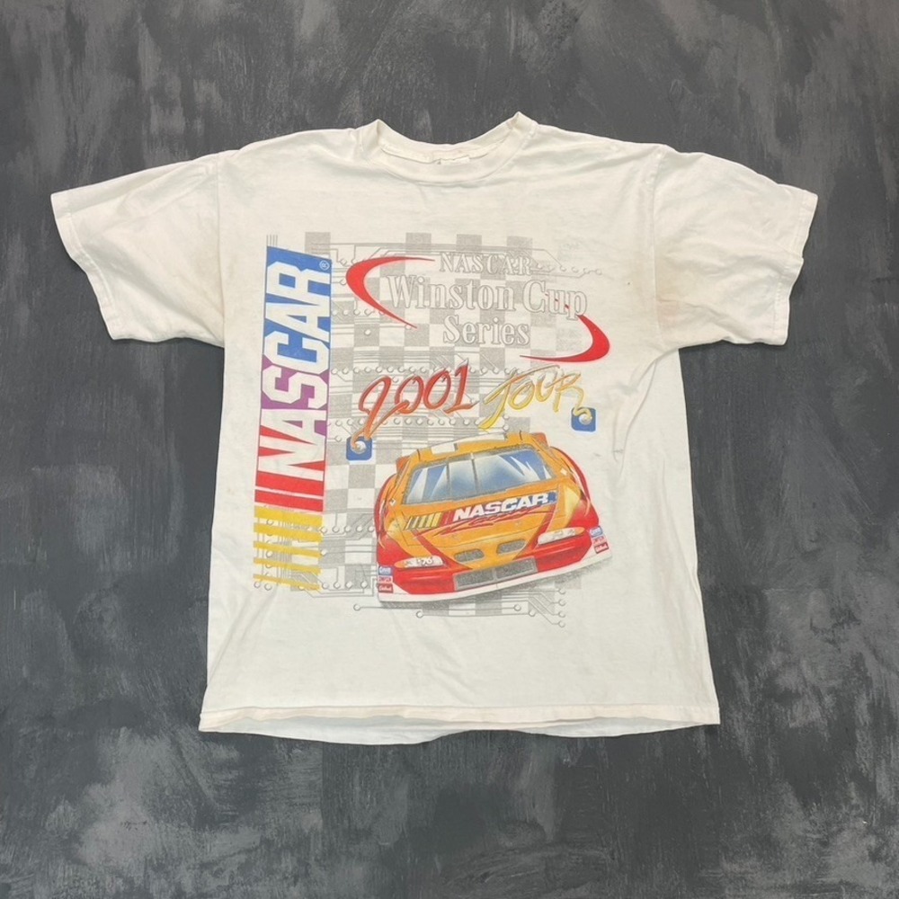 Vintage NASCAR Winston Cup Series 2001 Tour T-Shirt Mens Large White Y2K Chase